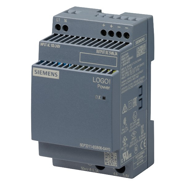 LOGO!POWER 5V/6,3A Geregelte Stromversorgung Eingang: AC 100-240 V Ausgang: DC 5V/6,3A