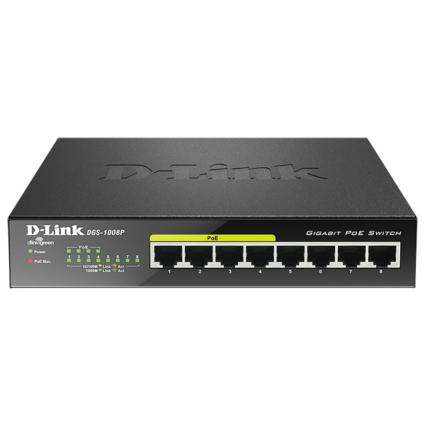 D-Link DGS-1008P/E 8-Port Gigabit Ethernet Switch POE 8x10/100/1000Mbit/s