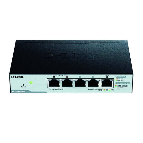 D-Link DGS-1100-05PD 5-Port Gigabit PoE-powered PoE Smart Switch