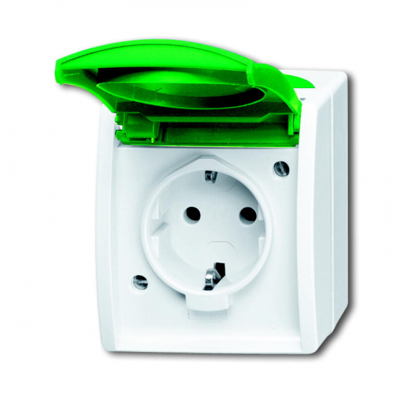 Steckdose grüner,Klappdeckel 20 EWN-13-54