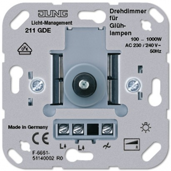 Jung 211GDE Drehdimmer m. Druck-Wechselschalter